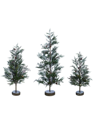 Transpac Artificial 36 In. Green Christmas Tree Set Of 3