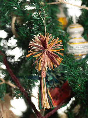 Multicolor Pom Pom + Tassel Ornament