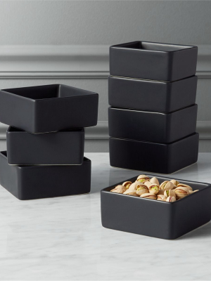 Set Of 8 Bento Matte Black Mini Bowls