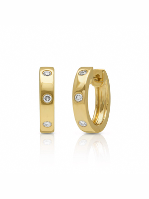 14kt Yellow Gold Diamond Sparkle Huggie Earrings