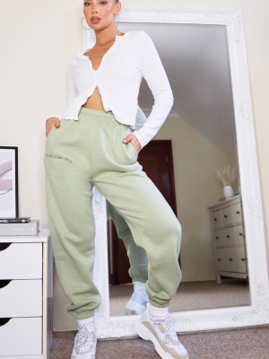 Prettylittlething Sage Embroidered Joggers