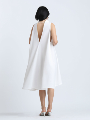 Punica Sleeveless V Back Dress - White