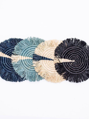 Dash Of Blues Fringed Coasters