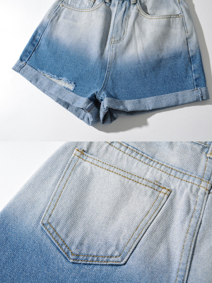 'shay' Distressed Ombre Denim Shorts (5 Colors)