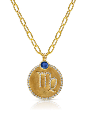 14kt Yellow Gold Diamond Zodiac Virgo Medallion Charm