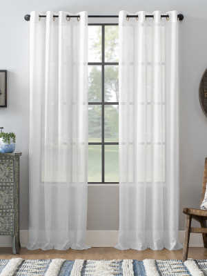 Slub Textured Sheer Linen Blend Grommet Top Curtain - Archaeo