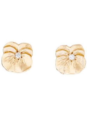 Pansy Stud Earrings With Diamond