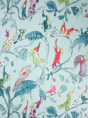 Cockatoos Wallpaper In Turquoise From The Zagazoo Collection By Osborne & Little