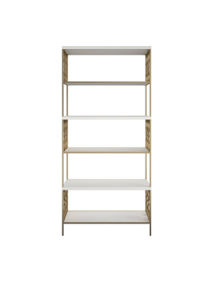 63" 5 Ella Shelf Bookshelf Brass/white - Cosmoliving By Cosmopolitan