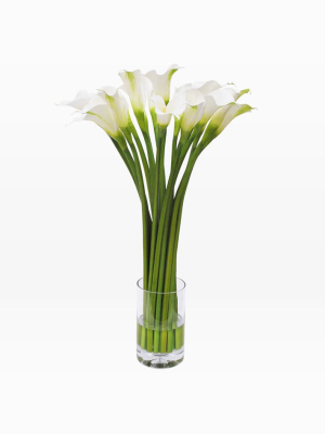 Faux Calla Lilies In Vase - White (extra Tall)