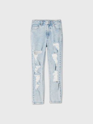 Women's High-rise Distressed Mom Jeans - Wild Fable™ Light Wash