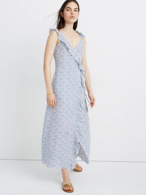 Ruffled Wrap Maxi Dress In Americana Floral