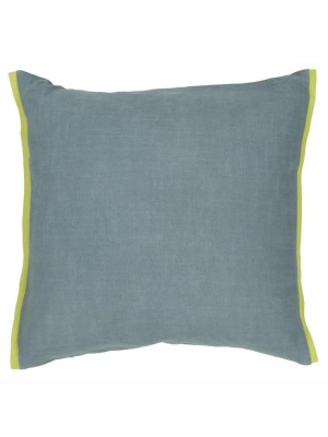 Handmade Contemporary Pillow, Blue W/ Green Edge