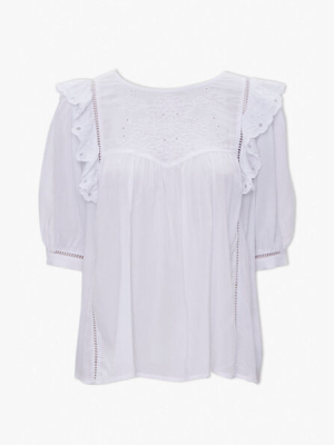 Embroidered Ruffle Top