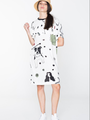 Creatures Tee Dress - White Chain N Hound Print