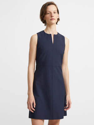 Split Front Dress In Stretch Wool