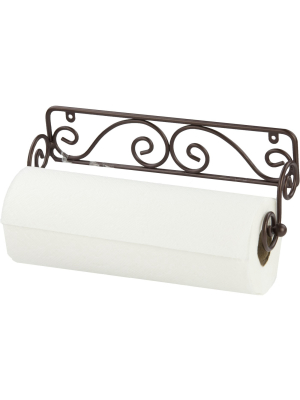 Home Basics Scroll Collection Steel Wall Mounted Paper Towel Holder, Bronze