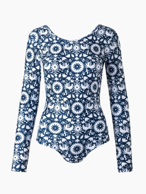 Laguna Rashguard Bodysuit - Blue Otomi Print