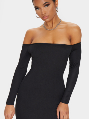 Black Choker Detail Bardot Bodycon Dress