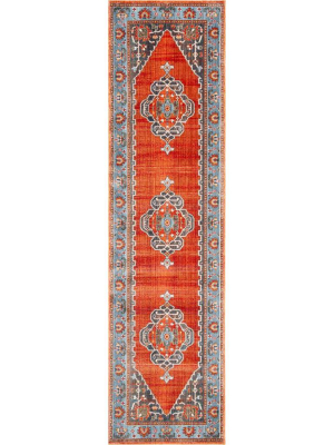 Vintage Persian Rust/blue Runner Rug