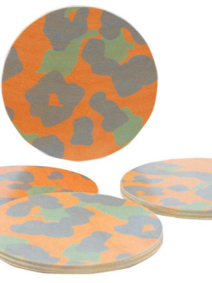 Cheetah Peach Coasters, Set Of Four