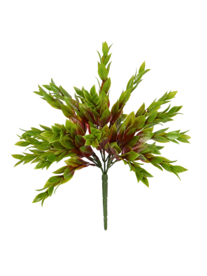 Vickerman 10.5" Artificial Green Mini Leaf Bush Uv Coated.