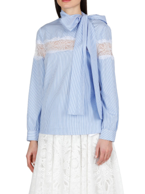 Redvalentino Lace Detail Pinstripe Blouse