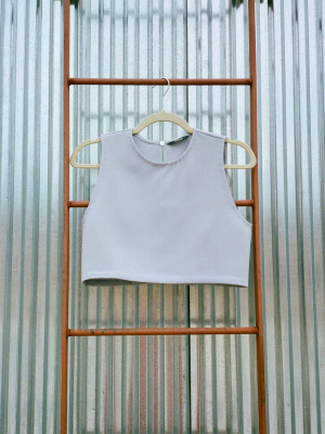 Siamese Sleeveless Folded Back Top - Taro