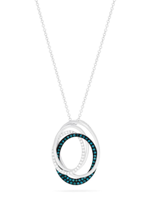 Effy Bella Bleu 14k White Gold Blue And White Diamond Pendant, 0.45 Tcw