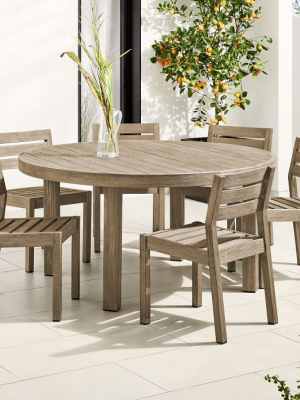 Portside Outdoor 60" Round Dining Table & 6 Solid Wood Chairs Set