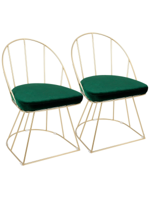 Set Of 2 Lumisource Canary Contemporary Dining Accent Chair Green