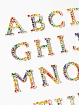 Rainbow Crystal Embellished Metal Alphabet Sticker