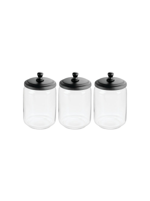 Mdesign Glass Storage Apothecary Jar For Bathroom Vanity, 3 Pack