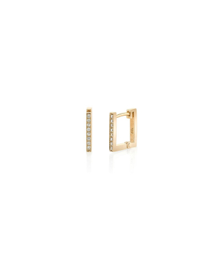 Lizzie Mandler Petit Pave Square Huggies With White Diamonds