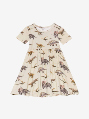 Vintage Dino Short Sleeve Twirl Dress