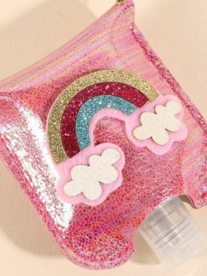 Rainbow Glitter Leather Kids Mini Sanitizer Holder