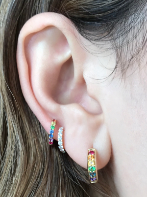 Classic Rainbow Gemstone Hoop Earrings