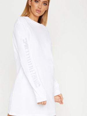 Prettylittlething White Oversized Long Sleeve T...