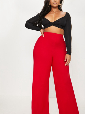 Plus Red High Waisted Wide Leg Pants