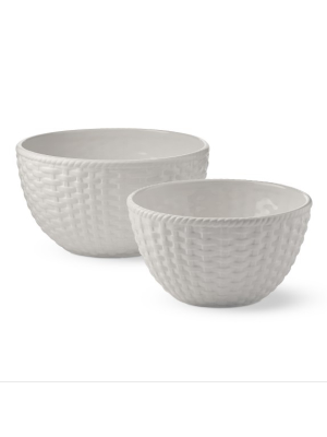 Woven Mixing Bowls, Set Of 2, White