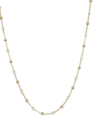 White Enamel Gold Chain Necklace
