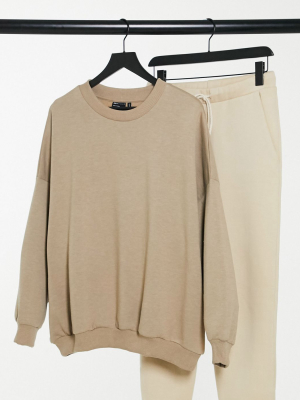 Asos Design Oversized Cozy Cocoon Sweatshirt In Brown