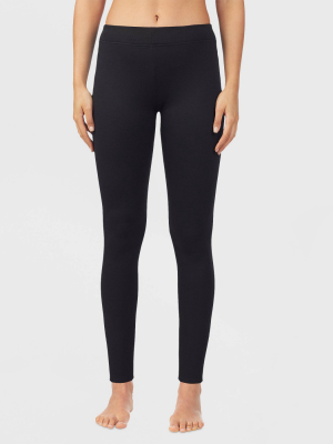 Warm Essentials By Cuddl Duds Women's Luxe Lined Jersey Thermal Leggings - Black