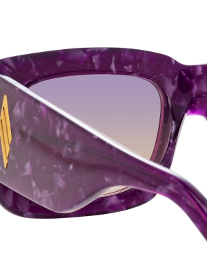 The Attico Marfa Rectangular Sunglasses In Purple