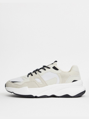 Bershka Chunky Sneakers In Stone