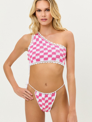 Ingrid Crochet Bikini Top - Pink Checker