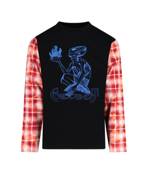 Paccbet Contrasting-sleeve Graphic Printed Sweatshirt