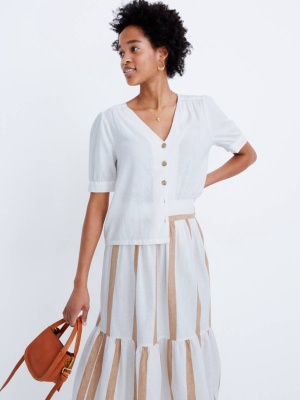 Linen-blend Plaza Button-front Shirt