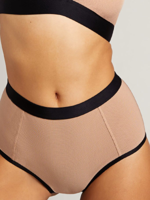 Sieve High-waist Brief In Buff + Black