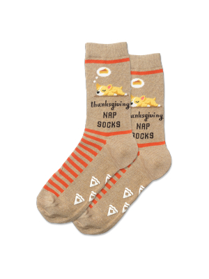 Women's Pie Nap Dog Non Skid Crew Socks